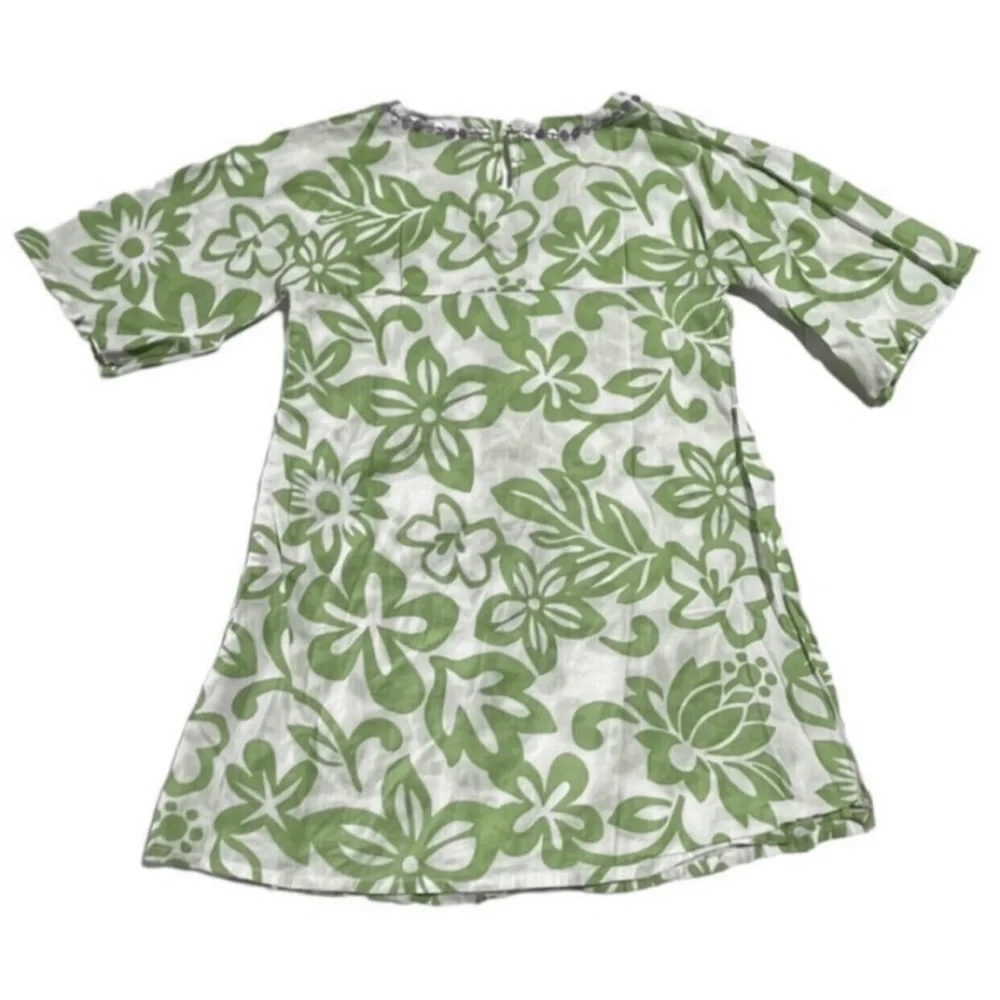 Mini Boden green floral swim coverup dress 5-6 years